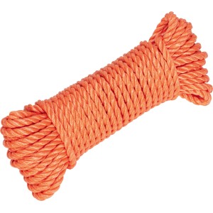 Zwinięta, pomarańczowa linka wielofunkcyjna Basic z polipropylenu, Ø 14 mm.