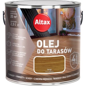 Altax olej do tarasów, brązowy, puszka 2,5L do drewnianych tarasów, chroni przed warunkami atmosferycznymi i zużyciem.