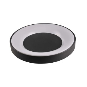 Okrągła lampa sufitowa LED Plafony w kolorze czarno-białym.