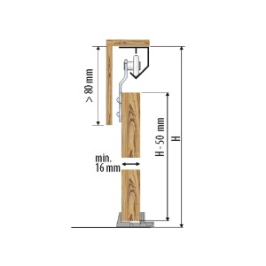 Rysunek techniczny prowadnicy t.b.t. z wymiarami.