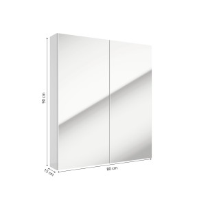 Szafka z lustrem t.b.t., biały front, wymiary: 90x80x15 cm.