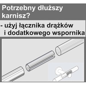 Przedłużenie karnisza z łącznikiem i wspornikiem.