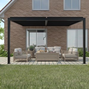 Pergola LUXE LED przyścienna antracyt - 4 x 3 x 2,5 m