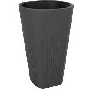 Antracytowa donica z tworzywa sztucznego Orbis Muza, wysoka na 60,7 cm, do użytku wewnątrz i na zewnątrz.