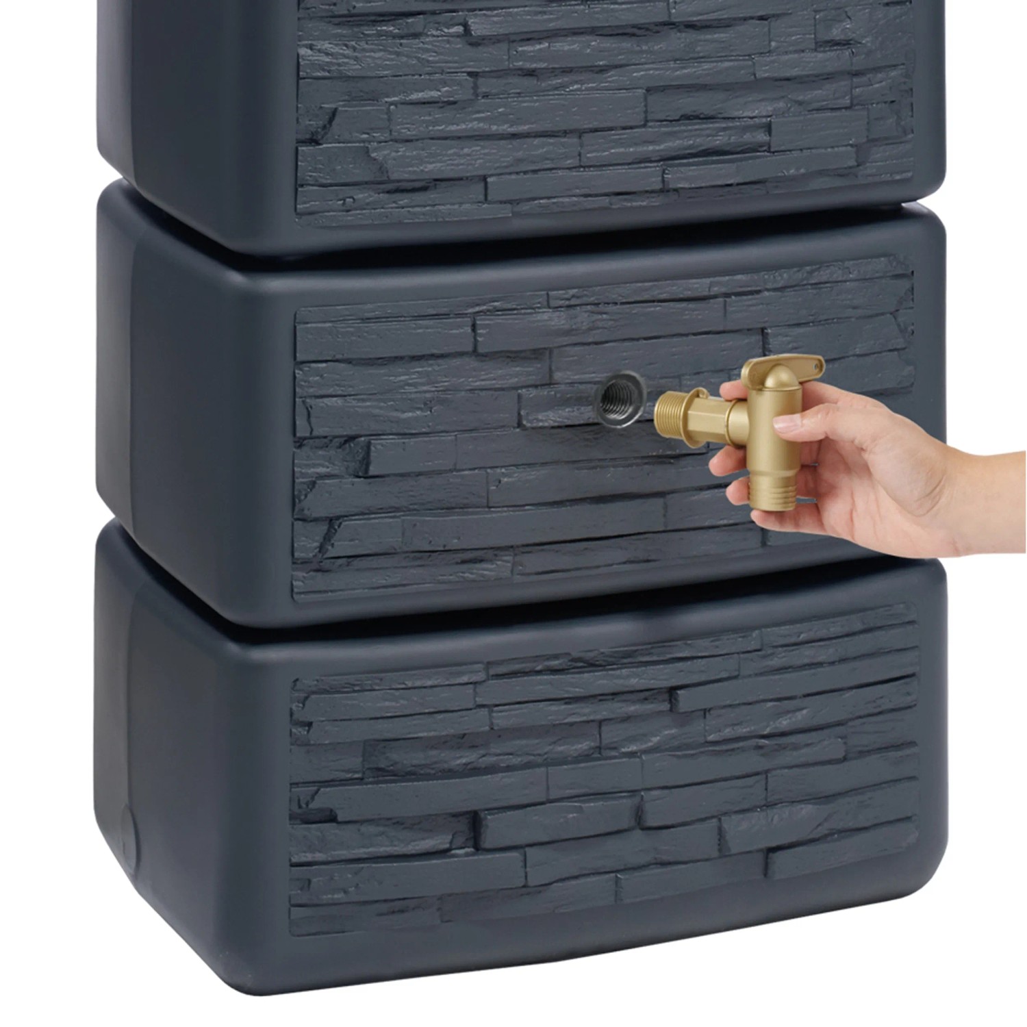 4rain Slim Stone Decor zbiornik na deszczówkę, szary zbiornik z kranem, wygląd kamienia, 330 l.