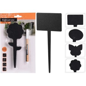 Czarne etykiety do roślin w różnych kształtach, akcesoria do doniczek.