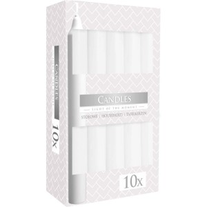 Opakowanie 10 białych świec stołowych. Klimatyczne świece do dekoracji stołu.