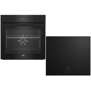 Czarny piekarnik i płyta indukcyjna t.b.t. do kuchni.