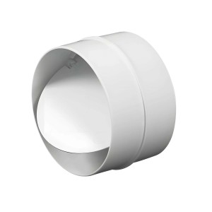 Biały łącznik kanałów do systemów wentylacyjnych.