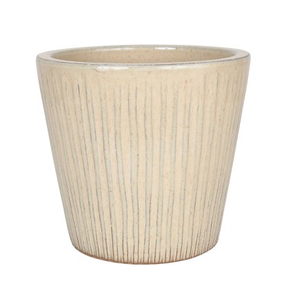 Donica Stripes szkliwiona kremowa - 20x18 cm