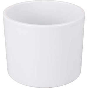 Biała, cylindryczna osłonka t.b.t. na doniczkę do roślin domowych.
