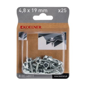 Wkręty do blachy KOELNER, 4,8 x 19 mm, 25 sztuk, ocynkowane.