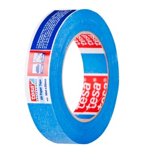 Niebieska taśma papierowa Tesa UV, 50 m x 25 mm, do malowania.