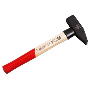 Młotek ślusarski LUX 1000g z jesionowym trzonkiem i czerwonym uchwytem. Młotek do warsztatu i majsterkowania.