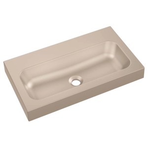 Beżowa umywalka nablatowa t.b.t. do łazienki.