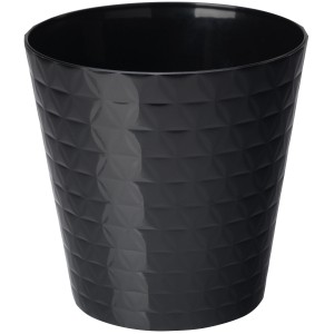 Błyszcząca czarna plastikowa doniczka z wzorem, Ø 13x13 cm. Idealna do wnętrz.