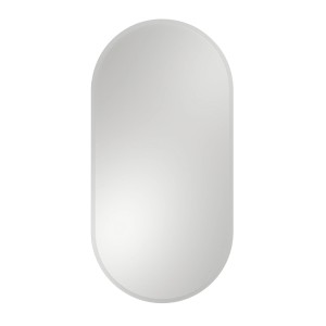 Owalne lustro t.b.t. z zaokrąglonymi rogami dla nowoczesnego wyglądu.