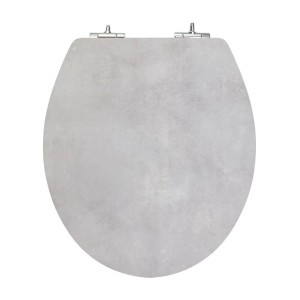 Szara deska sedesowa t.b.t. ze srebrnymi zawiasami.