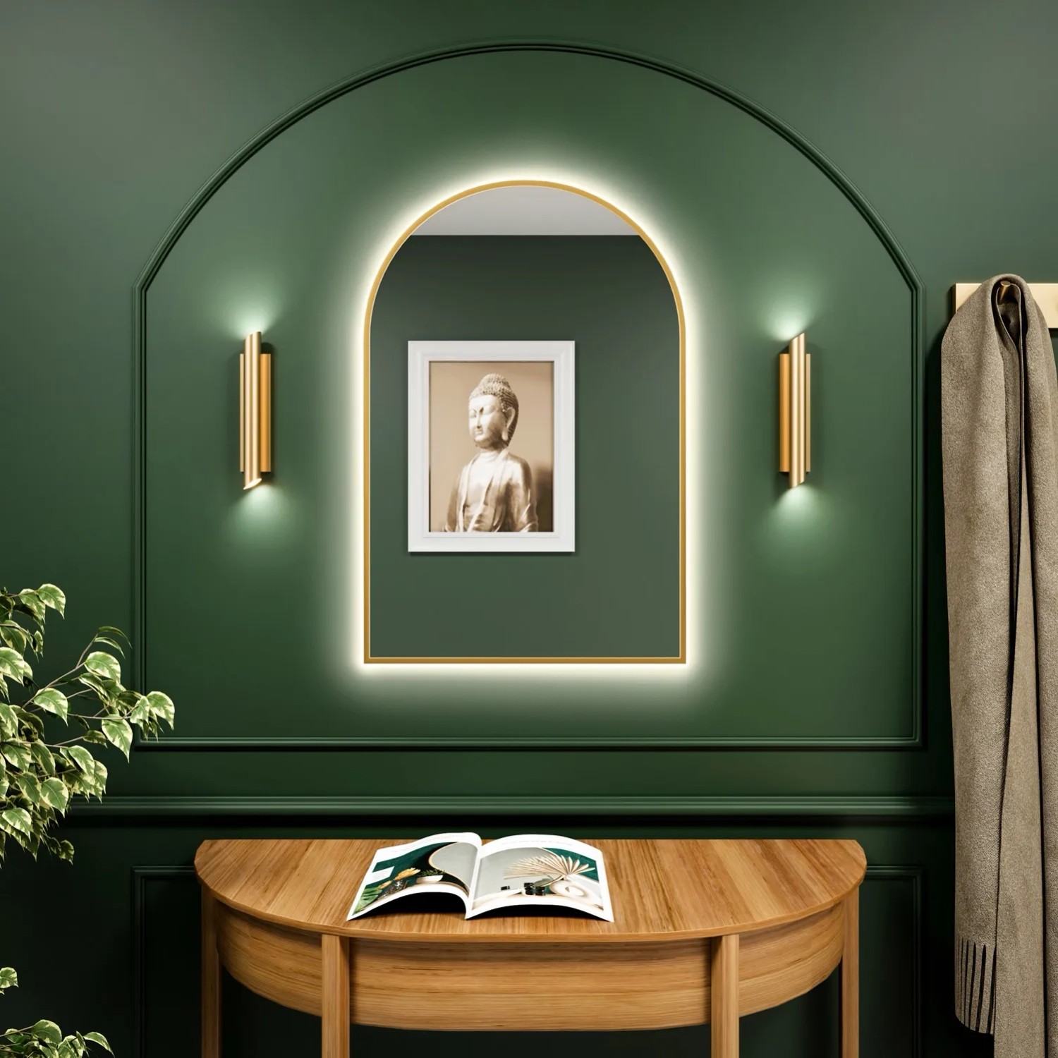 Lustro LED Pastille Cut Złote Ciepłe 90x60