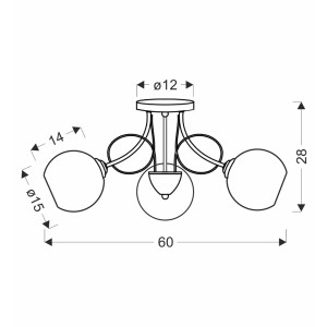 Candellux Lampa sufitowa MIROX 3xE27 40W chrom-grafit