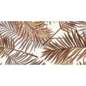 Płytka dekoracyjna z motywem brązowych liści palmowych na ścianę i podłogę.
