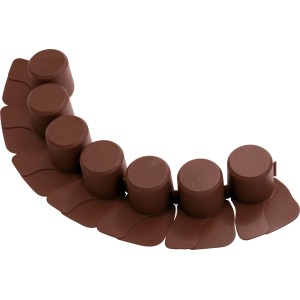 Brązowe obrzeże rabatowe z tworzywa sztucznego, długość 405 cm, do obrzeży trawników i rabat kwiatowych.