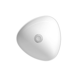 Umywalka nablatowa t.b.t., biała ceramika, owalny kształt z okrągłym odpływem.