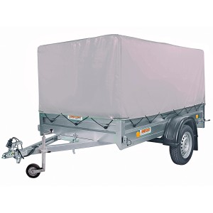 Przyczepa t.b.t. z plandeką, idealna do transportu w ogrodzie i wokół domu.