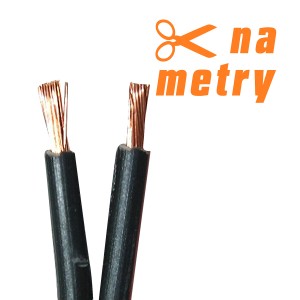 Czarny przewód głośnikowy 2x1,5, sprzedawany na metry, idealny do zastosowań audio.