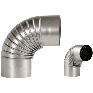 Bertrams Kolano żebrowane 90° do pieców, aluminiowane ogniowo, Ø 100 mm, srebrne.