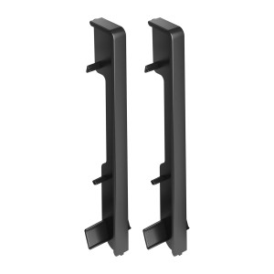 Dwie czarne listwy przypodłogowe t.b.t. w szczegółach.