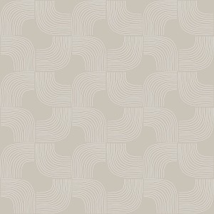 Obrus z abstrakcyjnym geometrycznym wzorem białych linii na beżowym tle.