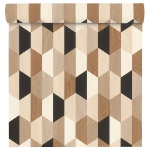 Tapeta flizelinowa Rasch Salsa 466300 z grafiką drewna w odcieniach brązu, beżu i czerni.