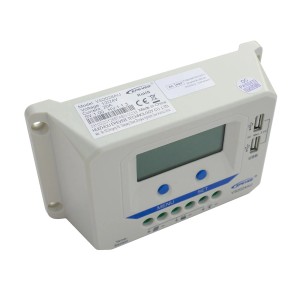 t.b.t. do systemów fotowoltaicznych, biała obudowa z wyświetlaczem i portami USB.