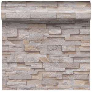 Rolka tapety dekoracyjnej imitującej kamień, beżowo-szara.