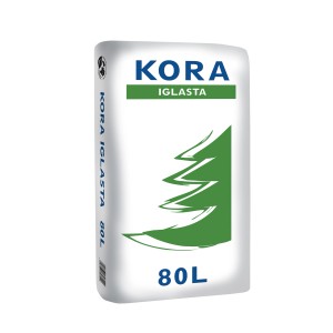 Worek kory ogrodowej Kora Iglasta, 80L, z zieloną jodłą. Idealna na ścieżki i rabaty.