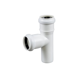 Biały trójnik HT do rur kanalizacyjnych.