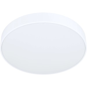 Biała, okrągła lampa sufitowa LED Eglo Zubieta-A, Ø 30 cm z funkcją ściemniania i pilotem.
