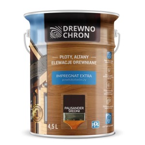 Impregnat do drewna Drewnochron, kolor palisander, puszka 4,5L na płoty, altany i elewacje drewniane.