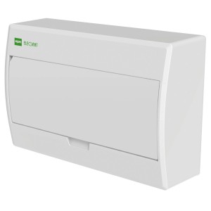 Biała natynkowa skrzynka rozdzielcza t.b.t. do instalacji elektrycznych.