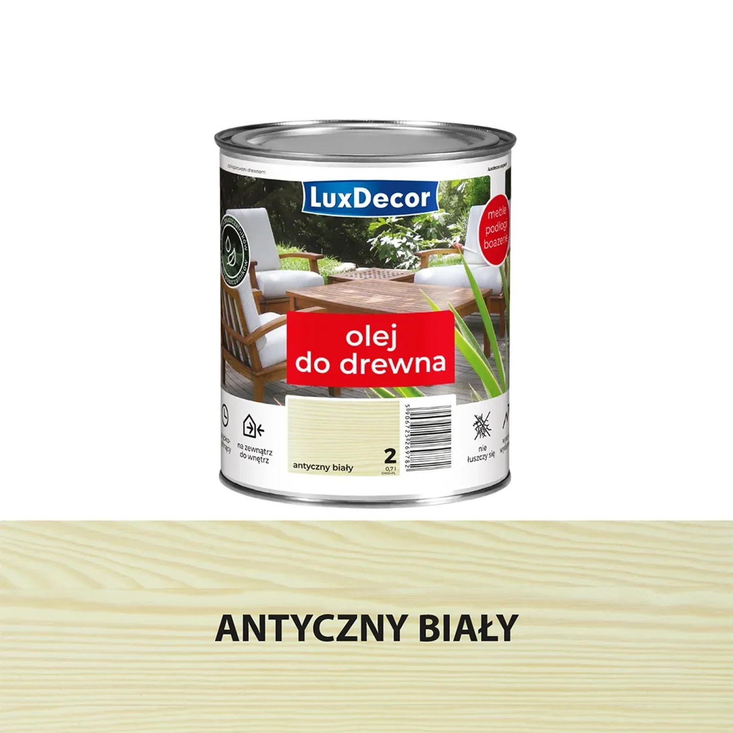 Puszka oleju do drewna LuxDecor, odcień Antyczny Biały.