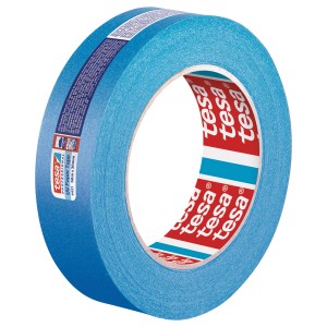 Niebieska papierowa taśma klejąca tesa UV, rolka 50 m x 30 mm, do prac malarskich.