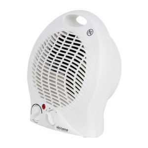 Biały, przenośny grzejnik wentylatorowy Voltano do ogrzewania elektrycznego.