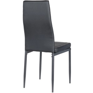 Czarne krzesło tapicerowane z metalowymi nogami, widok z tyłu.