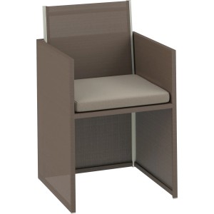 Krzesło ogrodowe z 5-częściowego zestawu mebli ogrodowych Palomas, stal/tekstylia w kolorze taupe z poduszką na siedzisko.