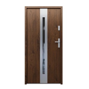 Drzwi zewnętrzne stalowe Aeris Inox orzech 90P