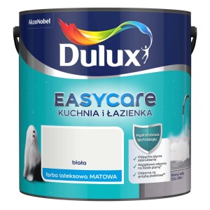 Dulux EasyCare farba do łazienek i kuchni, biała, lateksowa matowa.