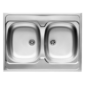 Zlewozmywak t.b.t. ze stali nierdzewnej, dwukomorowy.