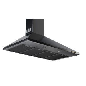 Czarny okap ścienny t.b.t. do kuchni.