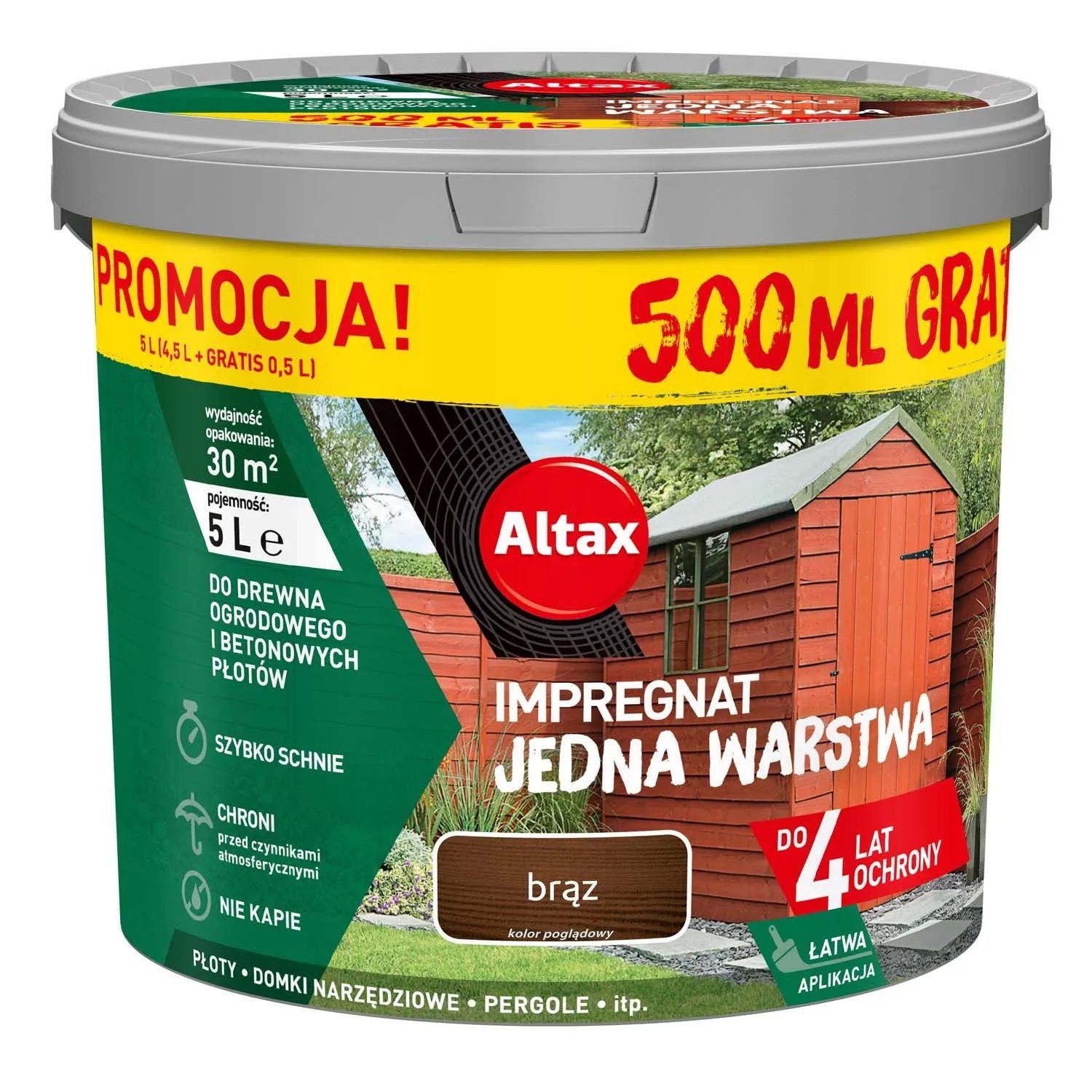 Altax Impregnat Jedna Warstwa brąz 5l